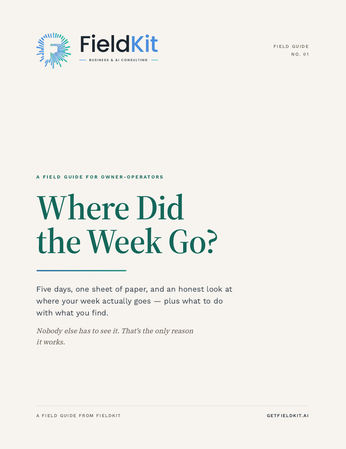 Cover of the FieldKit field guide, Where Did the Week Go?